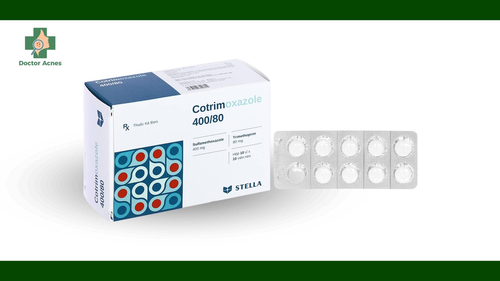 Cotrimoxazole được Hiệp hội Da liễu Singapore khuyến cáo là lựa chọn hàng thứ ba sau khi thất bại với kháng sinh nhóm tetracycline hoặc macrolide