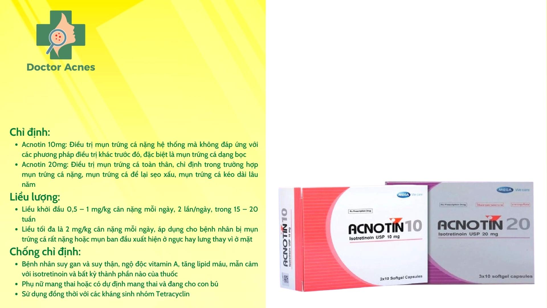 Thuốc uống trị mụn Acnotin 10mg, Acnotin 20mg (thuốc kê toa) - Doctor Acnes