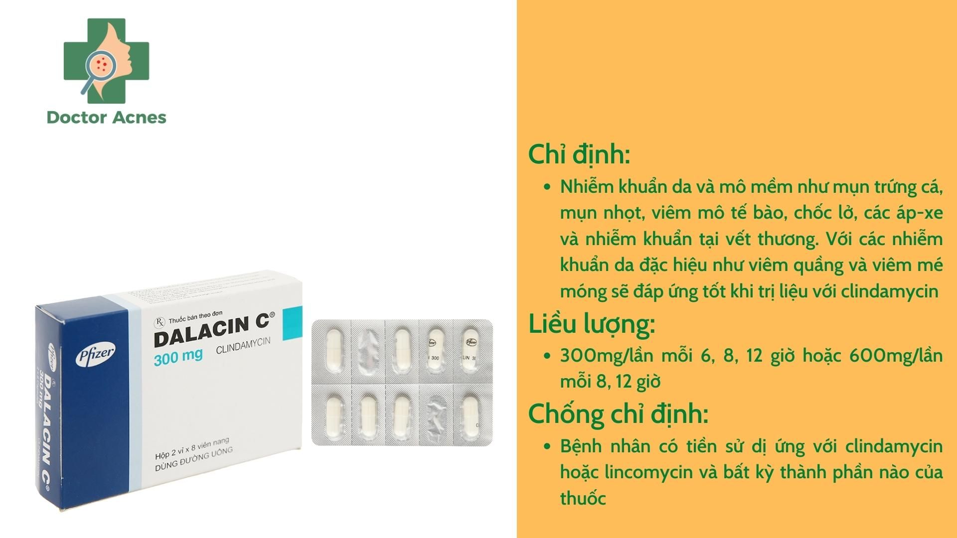 Thuốc uống trị mụn Dalacin C 300mg (thuốc kê đơn) - Doctor Acnes