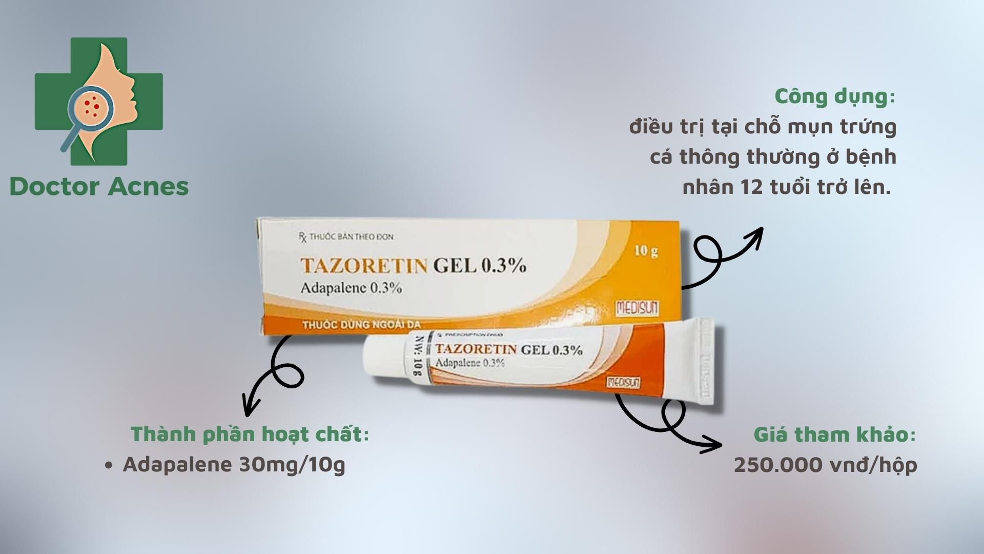 Thuốc trị mụn trứng cá Tazoretin Gel 0.3% - Doctor Acnes