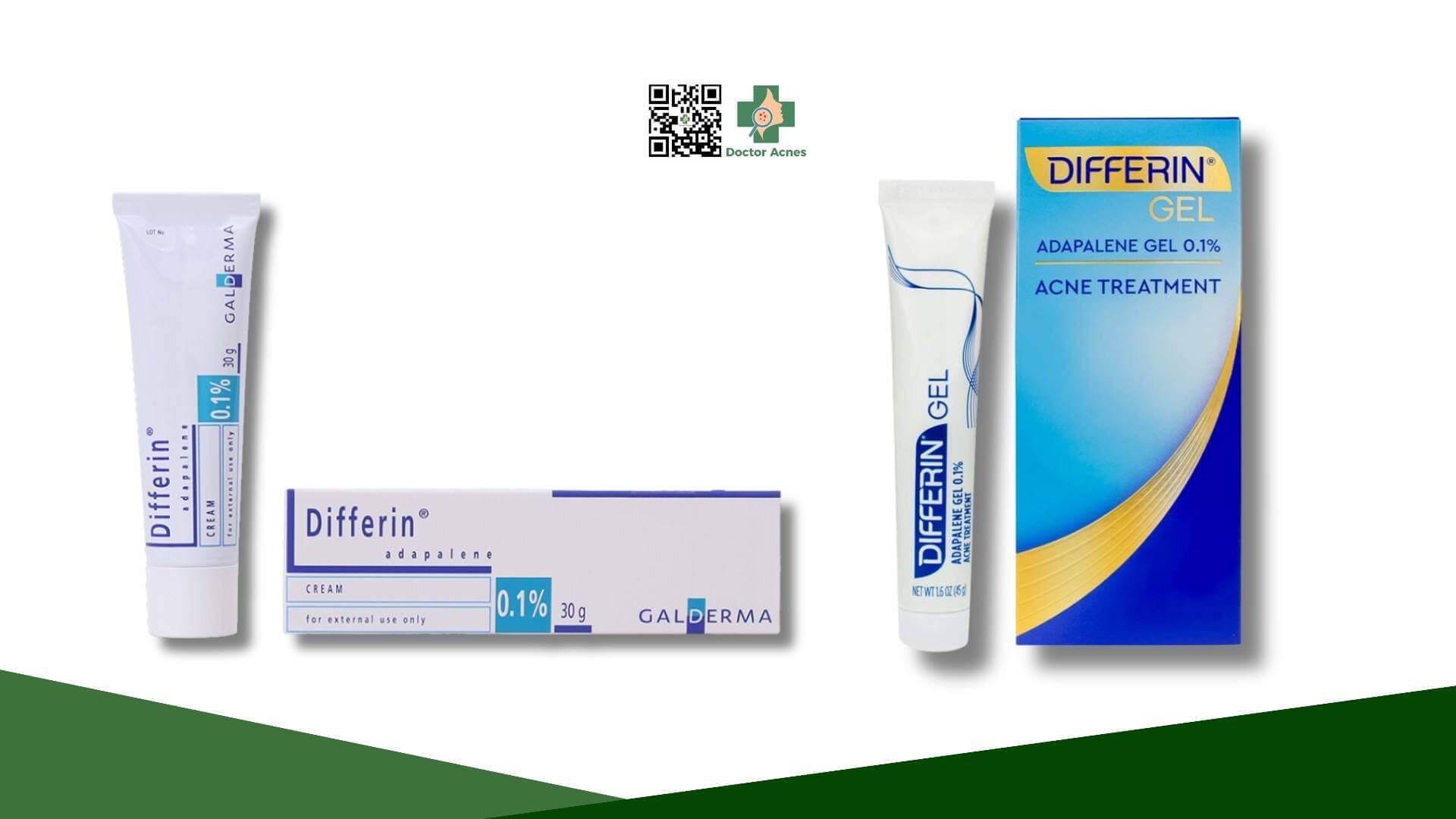 differin 0.1% cream và gel chứa cùng hoạt chất adapalene 0.1%