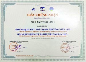 Chứng nhận Hội nghị Da liễu toàn quốc Bác sĩ Lâm Trúc Linh