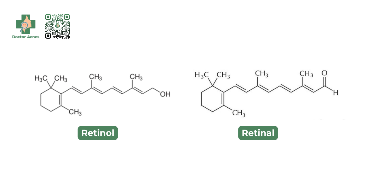 công thức hóa học của Retinol và Retinal